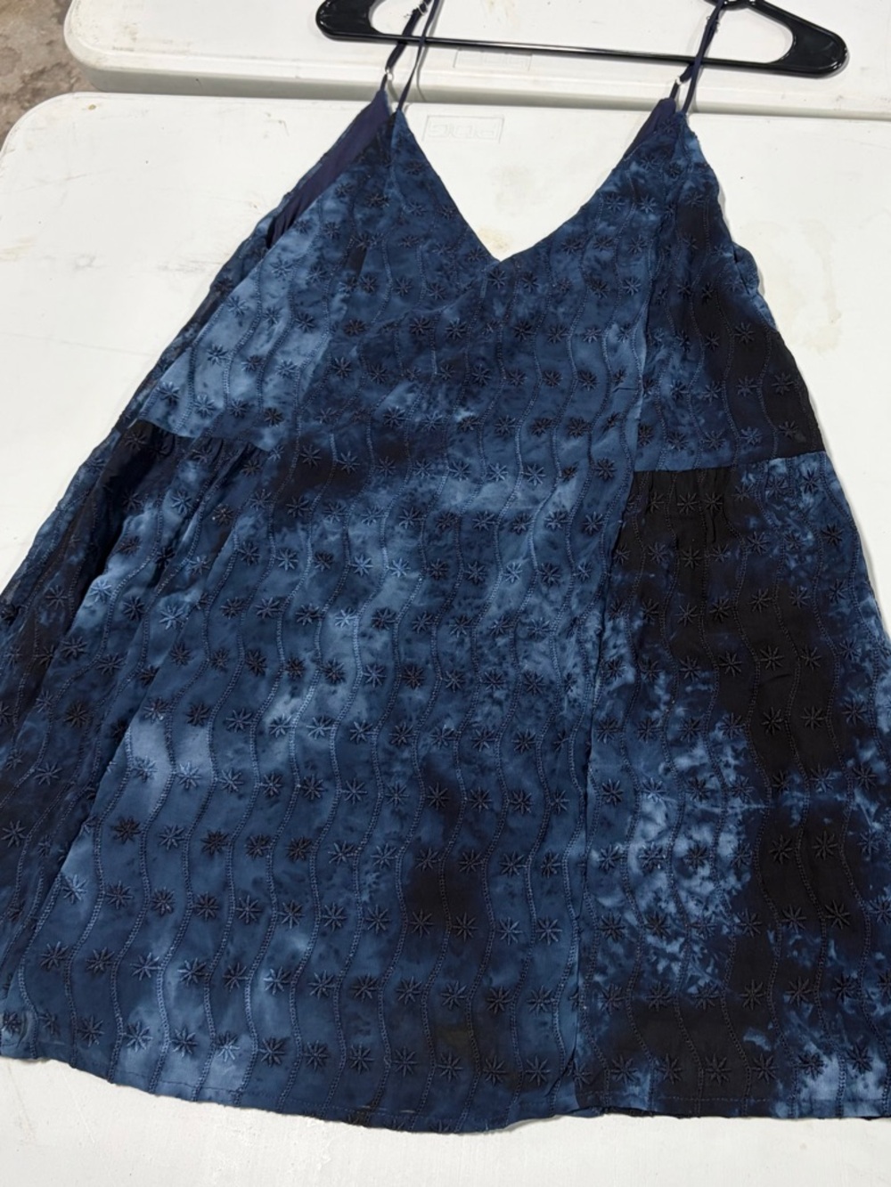 American Eagle Outfitters Navy Blue Embroidered Slip Dress